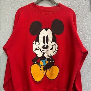 Mickey Mouse Red Graphic Sweatshirt